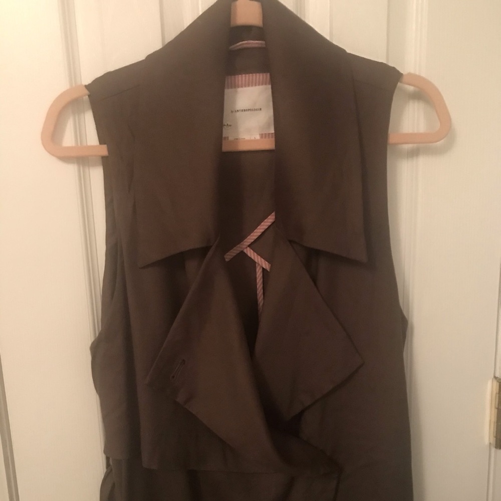 NWOT Army green Anthropologie linen wrap dress - Picture 2 of 10